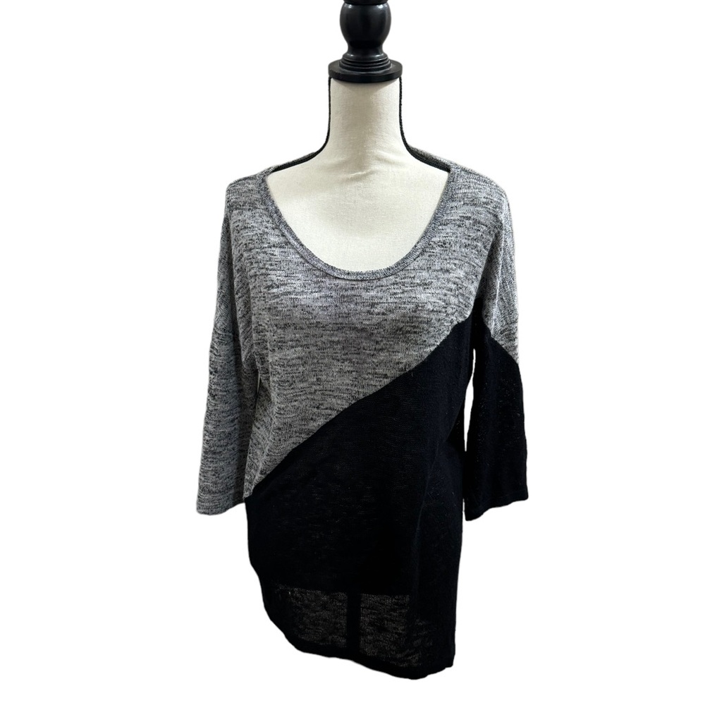 TWO TONE DRESSY KNIT SWEATER BLOUSE